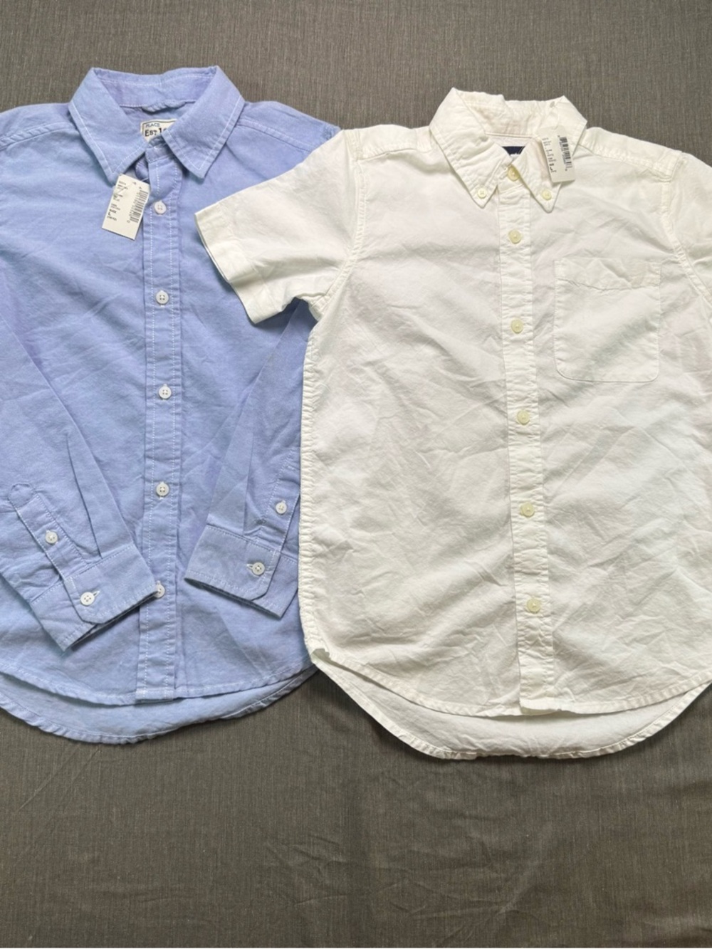 NEW Boys Children's Place Button Down Oxford Shirt Large 10-12 Blue White NWT
